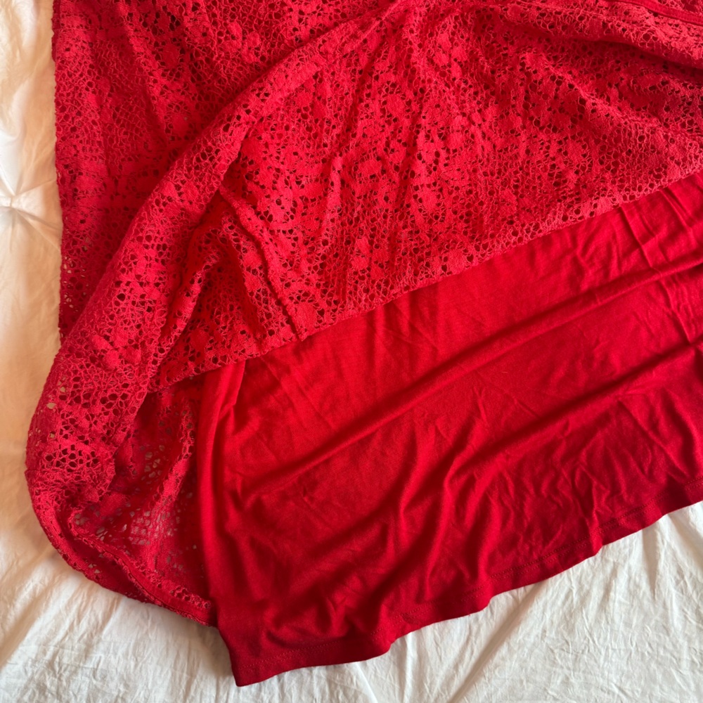 Free People Red Lace Mini Dress - Picture 6 of 14